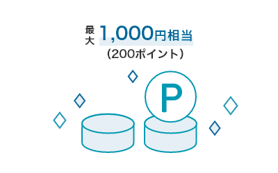 最大1,000円相当(200ポイント)