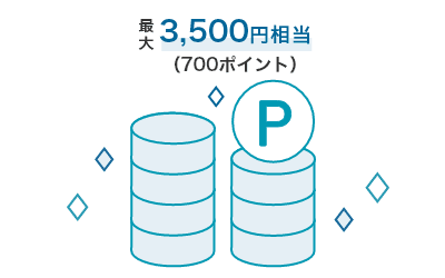 最大3,500円相当(700ポイント)